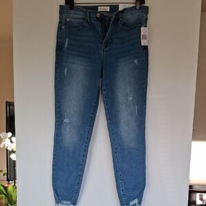 Nicole Miller  Blue  Ankle Skinny Jeans with Distressed Finish